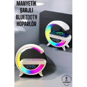 Bluetooth Hoparlör 15w Kablosuz Hızlı Şarj Led Gece Lambası