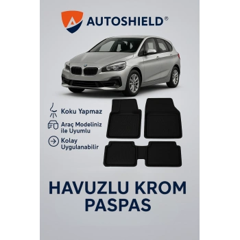 BMW 2 Gran Tourer Serisi Tüm Modeller İle Uyumlu Universal Derin Havuzlu Paspas Krom Karbon