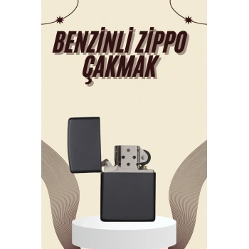 Çakmak Parlak Siyah Benzinli Çakmak Cep Boy Doldurulabilir