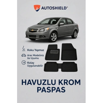 Chevrolet Aveo Serisi Tüm Modeller İle Uyumlu Universal Derin Havuzlu Paspas Krom Karbon