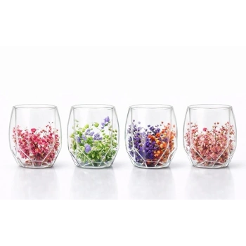 Çift Camlı Çiçekli Bardak Alk4471