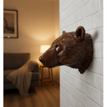 Dekoratif Ayı Duvar Heykeli Asılabilir Hediyelik 25x19 Cm
