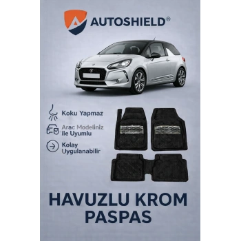 DS Automobiles DS3 Serisi Tüm Modeller İle Uyumlu Universal Derin Havuzlu Paspas Krom Karbon