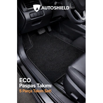 Eco Siyah Halı Oto 5li Paspas Seti Siyah Kenar Dikişli - Her Araca Uygun