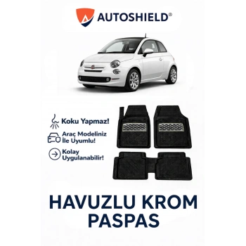Fiat 500 Serisi Tüm Modeller İle Uyumlu Universal Derin Havuzlu Paspas Krom Karbon