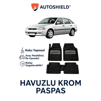 Ford Escort Serisi Tüm Modeller İle Uyumlu Universal Derin Havuzlu Paspas Krom Karbon