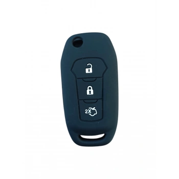 Ford Focus 5 Sustalı Anahtar Uyumlu Silikon Oto Anahtar Kumanda Kabı Kılıf Siyah