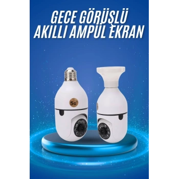 Gece Görüşlü Akıllı Dönebilen Ev Kamerası Ampül Kamera