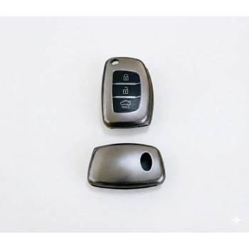 Hyundai Accent Blue İ20 - İ30 - İX35 Uyumlu Smart 3 Buton Silikon Oto Anahtar Kumanda Kabı Kılıf Füme
