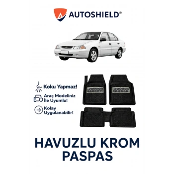 Hyundai Excel Serisi Tüm Modeller İle Uyumlu Universal Derin Havuzlu Paspas Krom Karbon