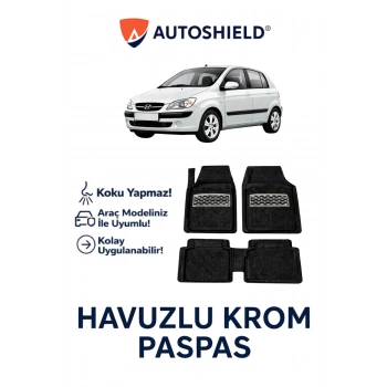 Hyundai Getz Serisi Tüm Modeller İle Uyumlu Universal Derin Havuzlu Paspas Krom Karbon