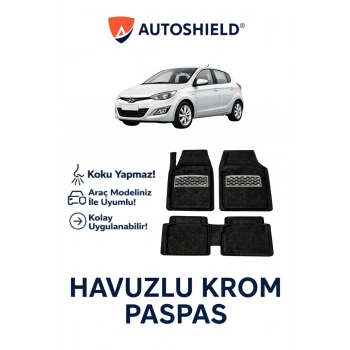 Hyundai i20 Serisi Tüm Modeller İle Uyumlu Universal Derin Havuzlu Paspas Krom Karbon