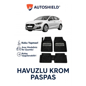 Hyundai i30 Serisi Tüm Modeller İle Uyumlu Universal Derin Havuzlu Paspas Krom Karbon