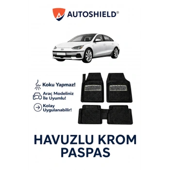 Hyundai İoniq 6 Serisi Tüm Modeller İle Uyumlu Universal Derin Havuzlu Paspas Krom Karbon