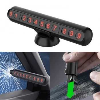 İmdat Çekiçli Kemer Kesicili Araç İçi Torpido Üstü Telefon Park Numaratörü Park Tel Siyah