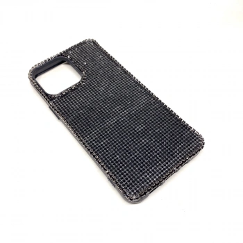 iPhone 13 6.1 Uyumlu Kristal Taşlı Siyah Telefon Kılıfı Siyah Taşlı