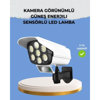 Kamera Görünümlü Solar Led Lamba Hareket Sensörlü Uzaktan Kumandalı Bahçe Duvar Aydınlatması