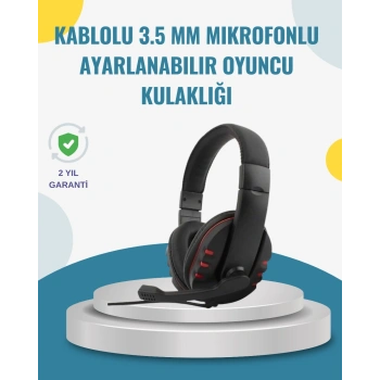 Kırmızı  Kulaklık Stereo Mikrofonlu Dayanıklı Örgü Kablolu