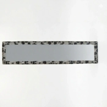 Kristal Taşlı İç Dikiz Aynası Tırnaklı Ayna 29,5x7cm Leopar Desenli