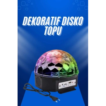 Küre Disko Topu Müzik Çalar Renkli Lazer Işıklı Bluetooth Disko Parti Işığı Kumandalı