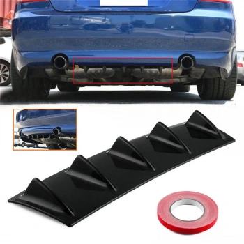 Mini Köpek Balığı Difüzör Plastik Arka Tampon Eki Parlak Siyah 58x15cm