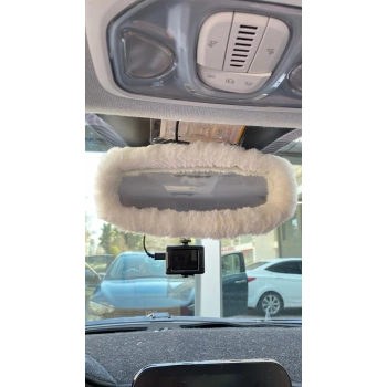 Peluş Dikiz Ayna Kılıfı Süs Beyaz
