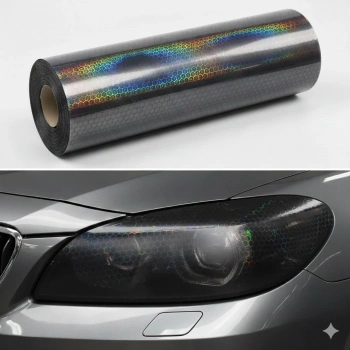 Petek Desenli 3D Colormatik Far Filmi Stop Folyosu 1mx30cm Koyu Siyah