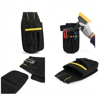 Profesyonel Araç Kaplama Cam Filmi Alet Bel Çantası Oxford Kumaş Mıknatıslı Küçük Siyah Sarı