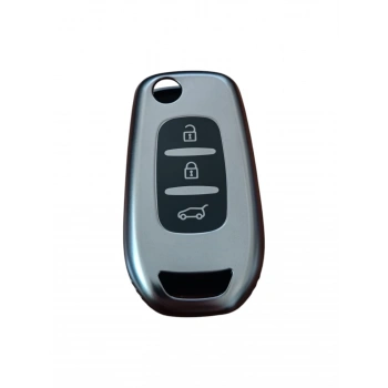 Renault Megane 4 / Clio 5  Anahtar Uyumlu Silikon Oto Anahtar Kumanda Kabı Kılıf Füme