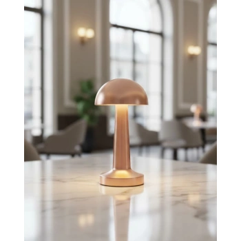 Şarjlı Led Masa Lambası 3 Kademe Dokunmatik Bronz Modern Tasarım