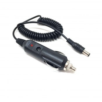 Spiral Kablolu Sigortalı Oto Çakmak Fişi Adaptörü 5.5x2.5mm Uçlu 2A 1.3m