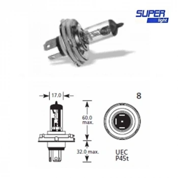 Super Light H4 Halojen Far Ampülü 12 Volt 100/90 Watt
