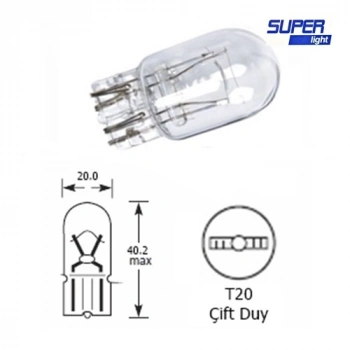 Super Light T20 Dipsiz Halojen Park Ampulü Çift Duy 1 Adet