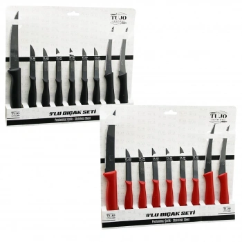 Tujo Knives-6699 9 Parça Tırtırlı Bıçak Seti