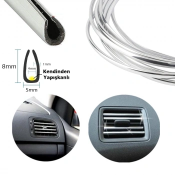 U Tip Geçmeli Havalandırma Nikelaj Şerit Çıta İnce 3 Metre Krom