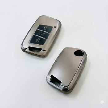 Volkswagen Passat B8 Uyumlu Smart 3 Buton Silikon Oto Anahtar Kumanda Kabı Kılıf Gri