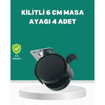 Zemin Korumalı Kilitli Ayak Tekerlek Seti 6 Cm