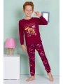 Elmas Kids Erkek Çocuk Timsah Desenli Bordo Rengi Desenli Pijama Takımı