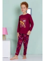 Elmas Kids Erkek Çocuk Timsah Desenli Bordo Rengi Desenli Pijama Takımı