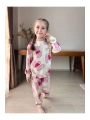 Kalp Baskı Detaylı %100 Pamuklu Mevsimlik Kız Çocuk Pijama Takımı Koçak Kids