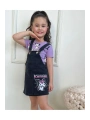 Kız Çocuk Kuromi Baskılı Thsort Denim Jile Salopet Takım