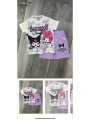 Kız çocuk kuromi baskılı lila rengi kısa kollu yazlık şortlu alt üst takım