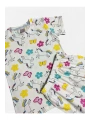 Kız Çocuk %100 Pamuklu Beyaz Unicorn Çiçek Kelebek Desen Kısa Kollu Şortlu Pijama Takımı