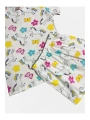 Kız Çocuk %100 Pamuklu Beyaz Unicorn Çiçek Kelebek Desen Kısa Kollu Şortlu Pijama Takımı