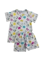 Kız Çocuk %100 Pamuk Krem Bahar Temalı Kısa Kollu Şortlu Pijama Takımı