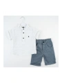Erkek çocuk pamuklu kumaş gömlek şort yazlık Alt Üst Takım