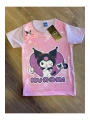 Kuromi desen dijital baskılı kız çocuk yazlık t-shirt üst giyim