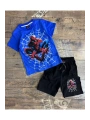 Erkek çocuk örümcek adam baskılı yazlık pamuklu şort alt üst takım
