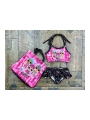 Kız çocuk Lol bebek desenli mayo bikini çantalı 3 lü takım