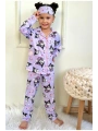 KIZ ÇOCUK KUROMİ MOR RENGİ PİJAMA ALT ÜST TAKIM